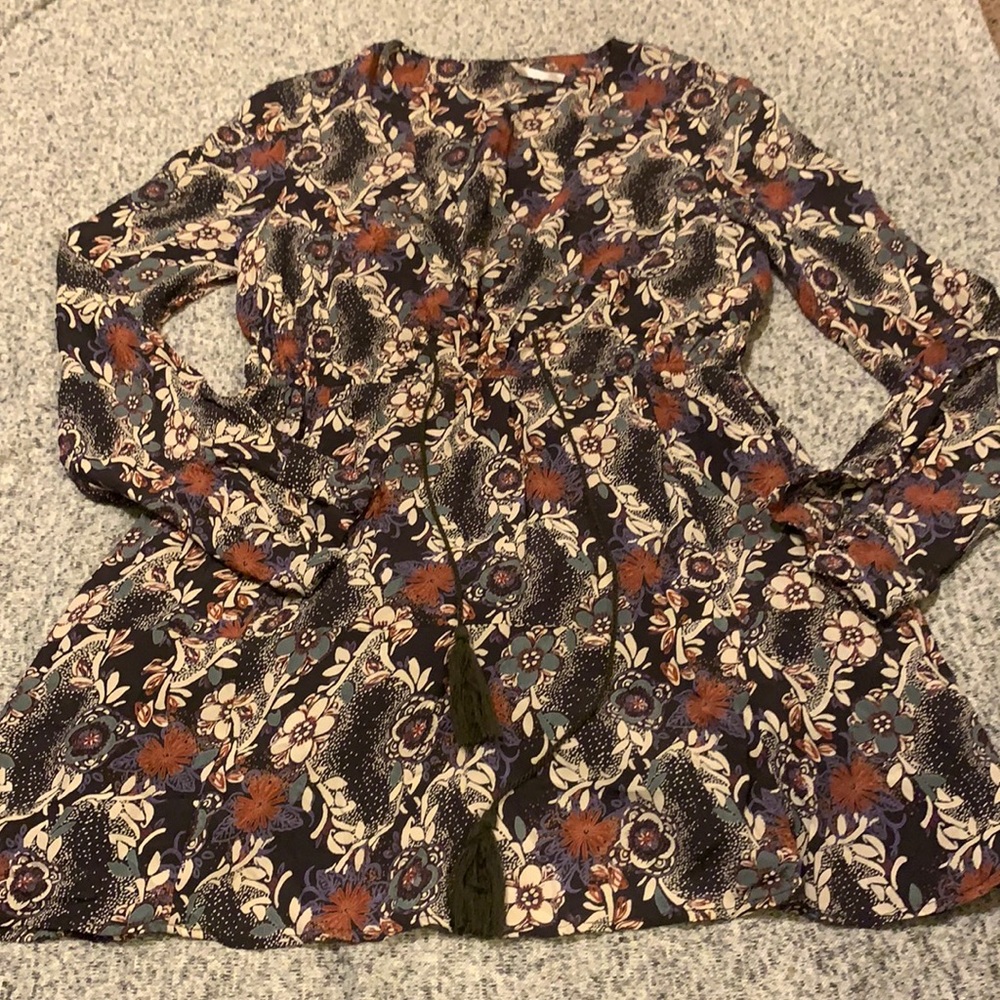 Free People Long Sleeve Floral Dress